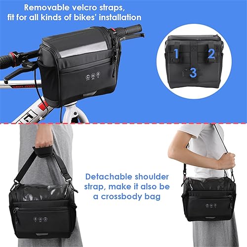 Miniatura 6 de WOTOW Bolsa para manillar delantero de bicicleta, grande, reflectante, bolsa de almacenamiento impermeable para bicicleta táctil, transparente,