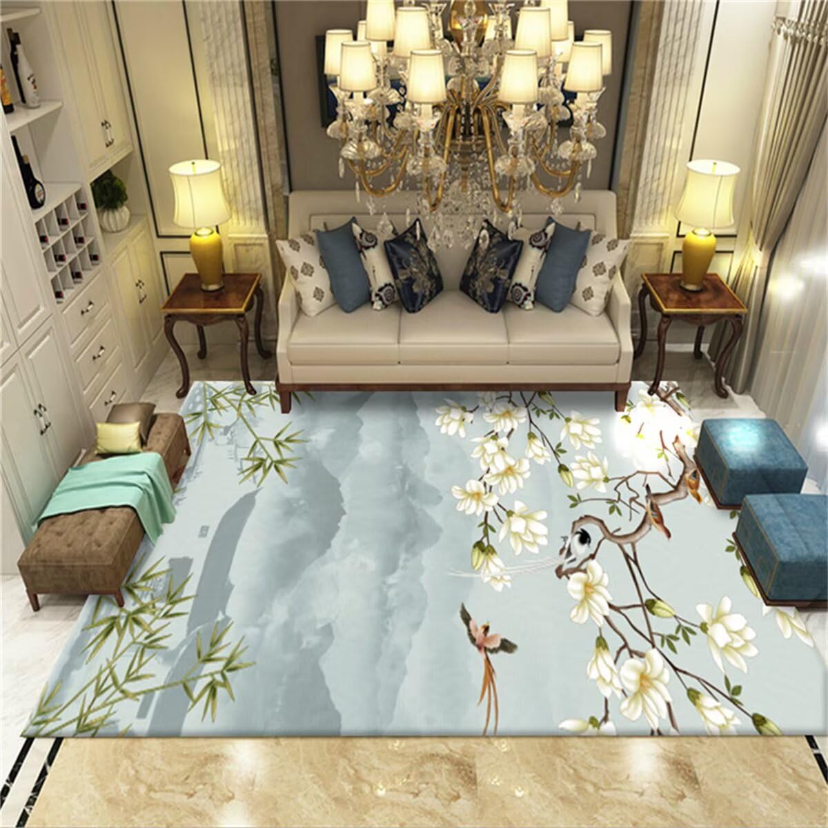 Tapis lavable en machine bleu vert 100x160cm tapis de couloir et tapis de chambre