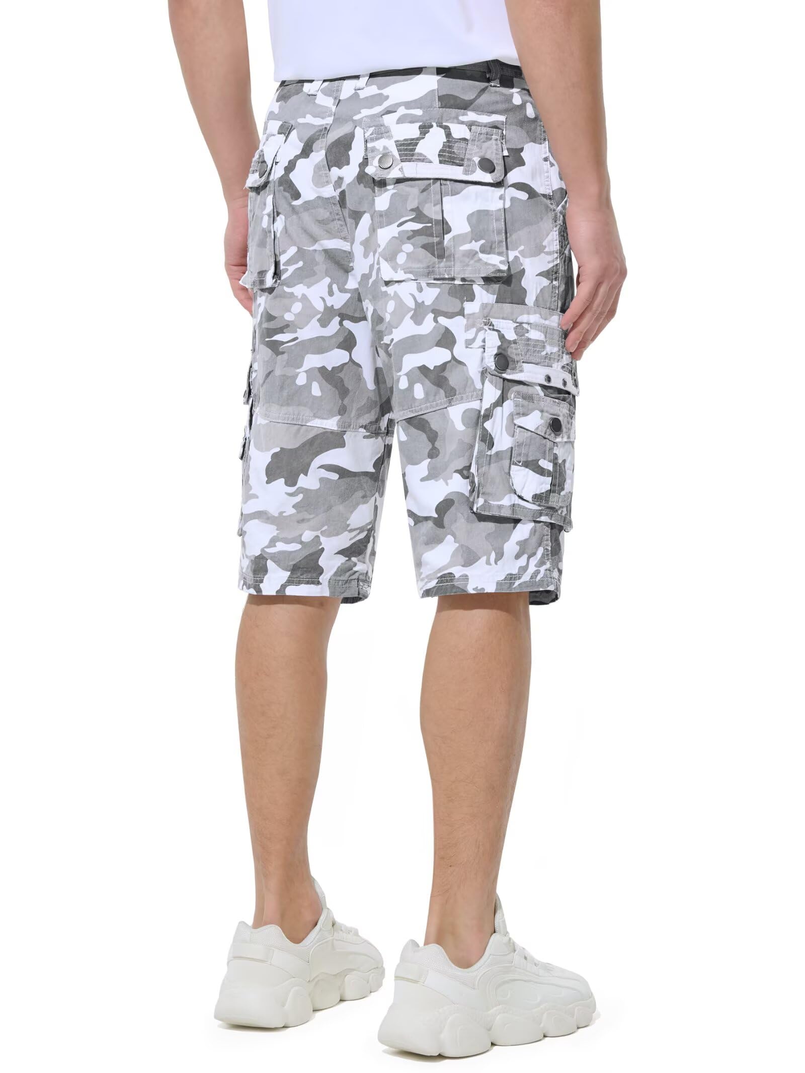 BEST SOUTH Pantalones cortos capri largos de sarga para hombre, por debajo de la rodilla, 13 pulgadas, de algodón, ajuste relajado, casual, con múltiples bolsillos