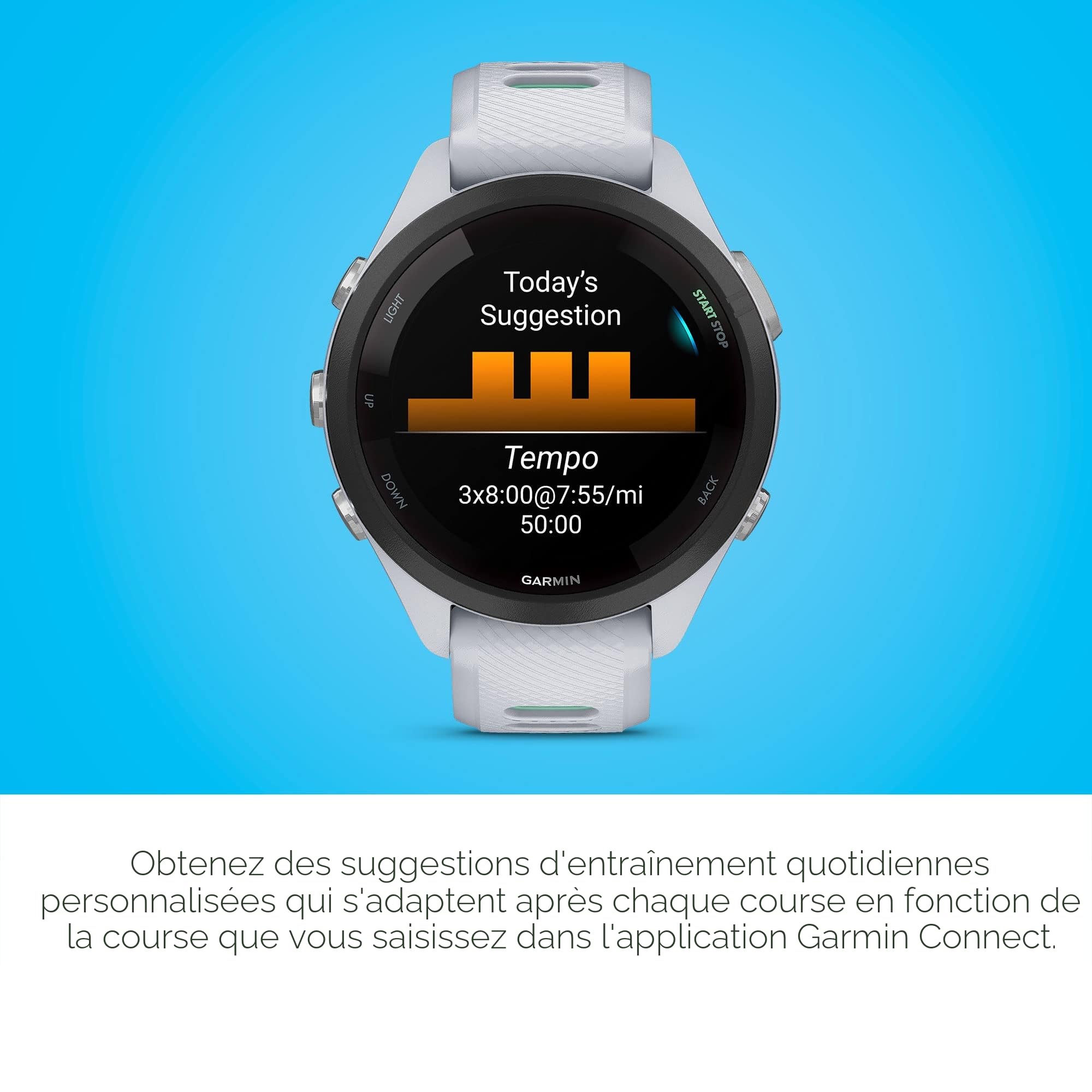 Garmin Forerunner 265S Montre de Course à Pied Unisexe Taille 42 mm Whitestone/Neo Tropic