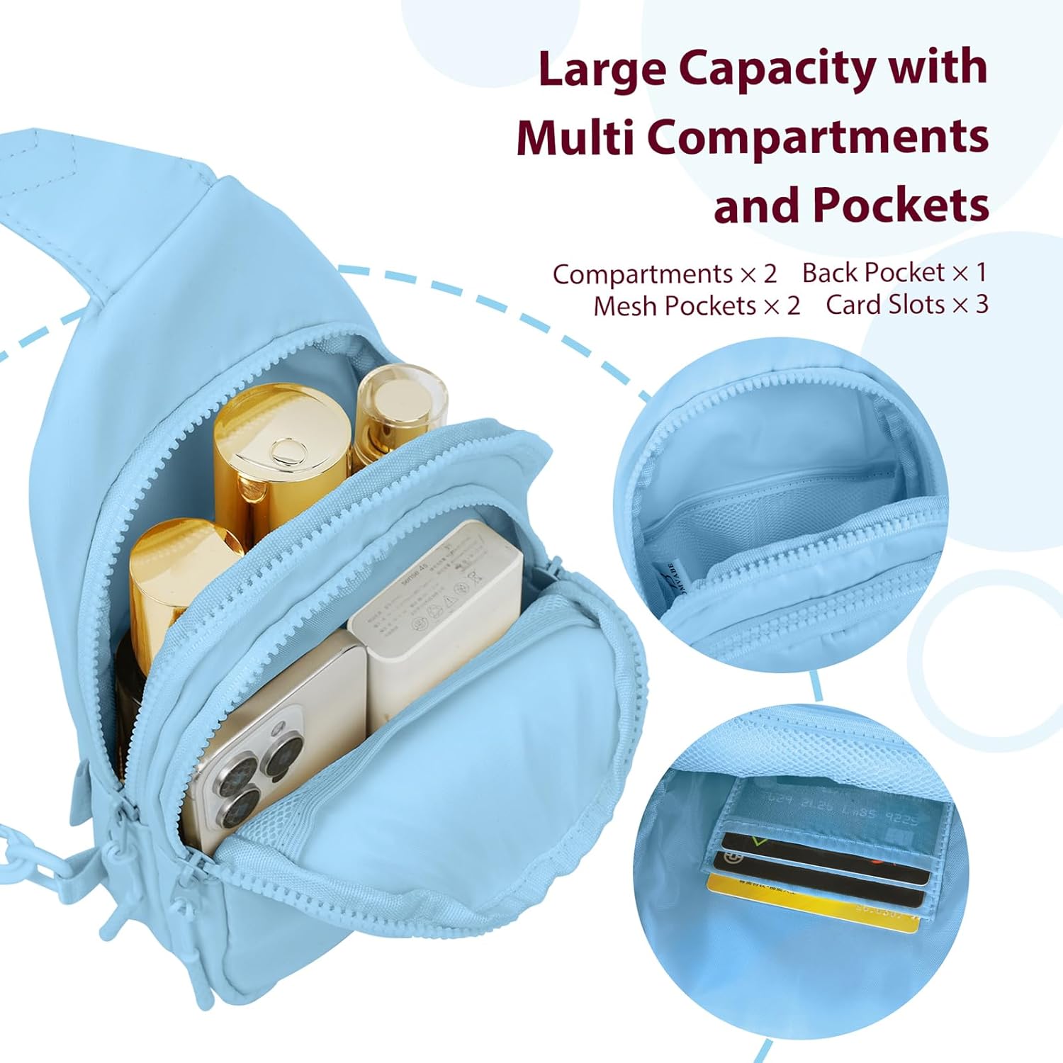 Personalized Initial Crossbody Bag for Tween Girls with Extender Strap 32"-52", Birthday Gift for 6 to 14 Year Old Girls, Sling Bag for Kids and Tweens, Sky-blue with Initials A - Image 5