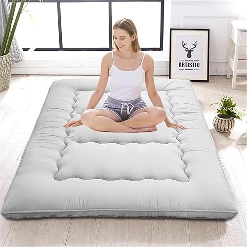 Colchón japonés para piso, tapete de suelo japonés grueso plegable, tapete de tatami enrollable, fácil de almacenar y portátil, colchón de futón