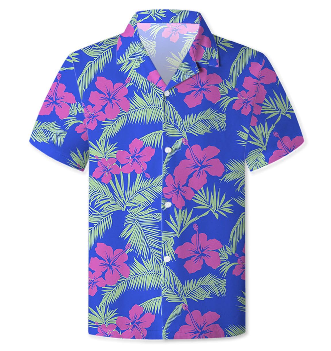 Cromoncent Hawaiian Shirt for Boy&amp;Men Short Sleeve Cuban Collar Tropical Holiday Summer Beach Shirts
