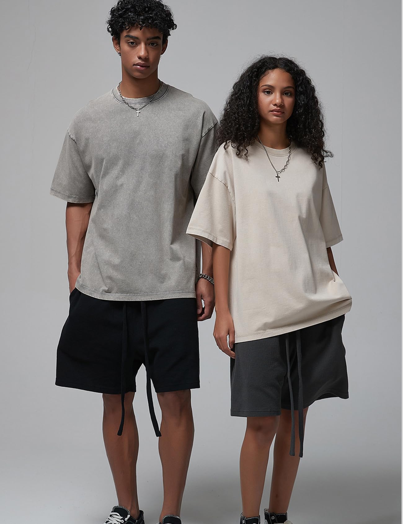 Arssm Übergroße Herren-T-Shirts, Vintage-T-Shirt, lockere Passform, kurzärmelig, lässig, Streetwear, Baggy Washed, Unisex-Top
