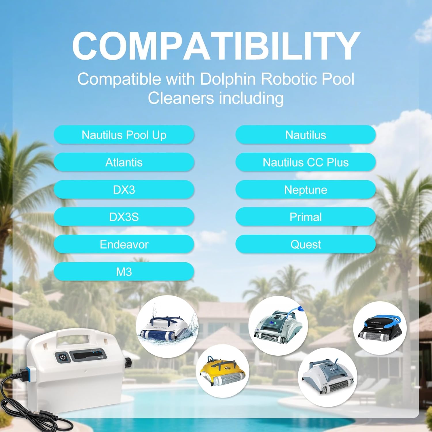 9995672-US-ASSY Power Supply for Dolphin Pool Cleaners - Compatible with Dolphin Robotic Cleaners incl. Atlantis, M3, Quest, Nautilus (Pre-2021 Non-WiFi)