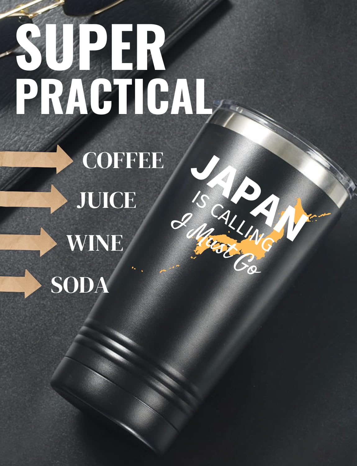 Onebttl Japanese Gifts for Men Women Japanese Themed Travel Gifts for Friends 20oz Stainless Steel Insulated Tumbler with Lid and Straw - Image 2