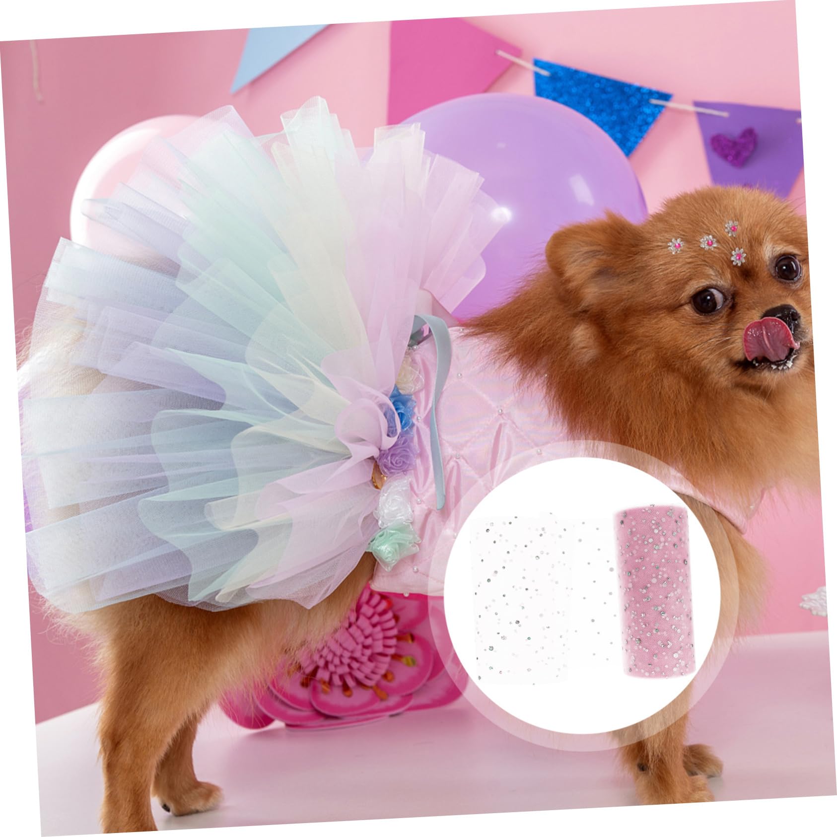 SHINEOFI 5 Rouleaux Rouleau De Treillis Ruban De Bobine Étincelant Robe Tulle Décorations De Ruban De Tulle Ruban De Noël Pour Rose Engrener