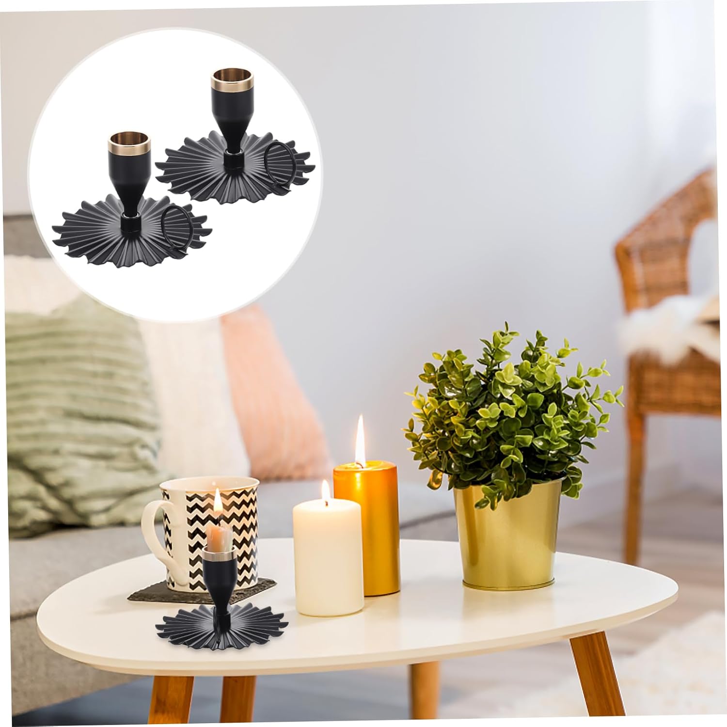 2pcs Hand Held Candlestick Taper Candles Taper Candle Holders Black Candles Decorative Candlestick Stand Gold Decor Hand-held Candle Stand Iron Candle Holders R