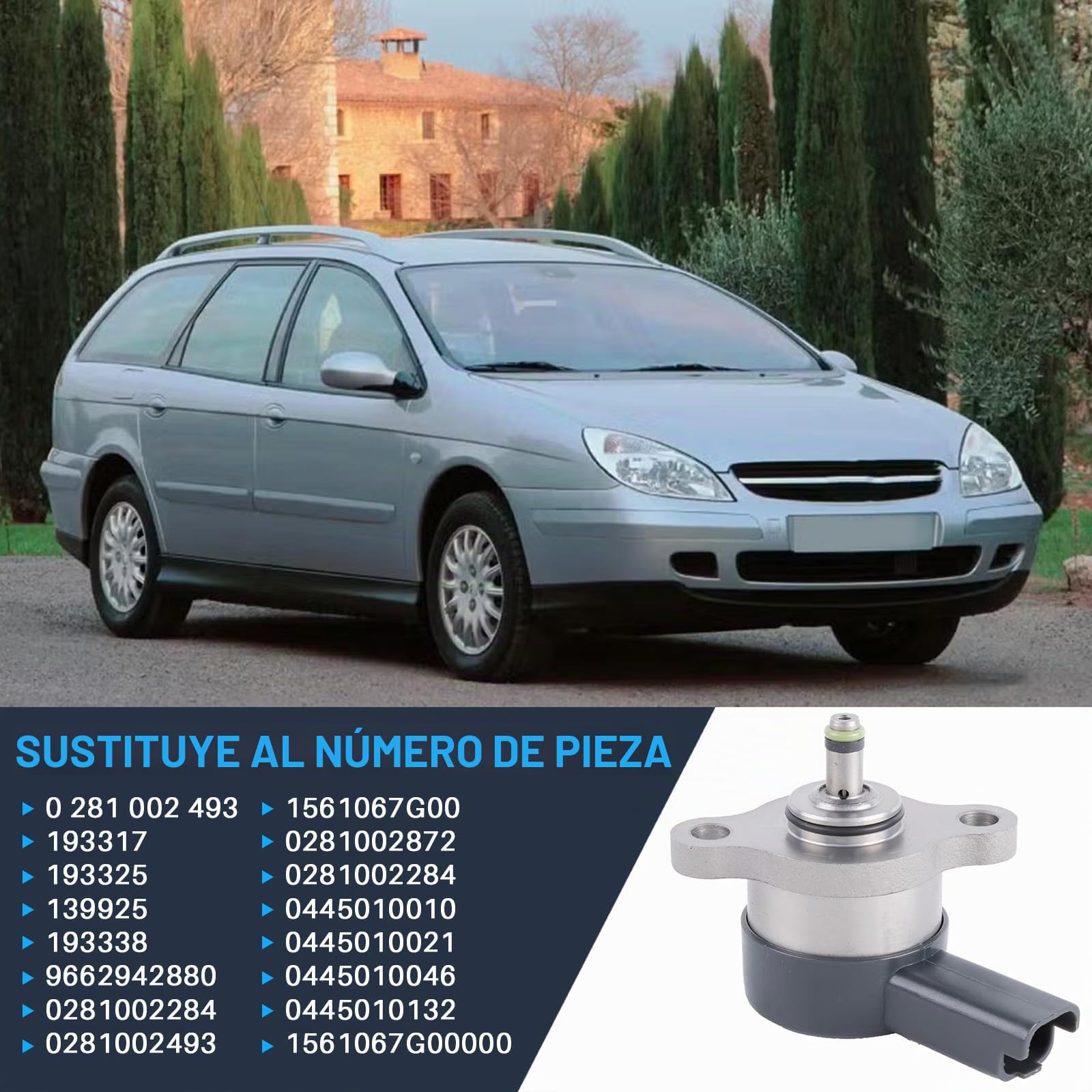 Válvula reguladora de presión Common-Rail System Sensor de presión de combustible Regulador de presión de combustible Reemplazo para C4 C5 C8 Berlingo Dispatch Scudo I Ulysse 206 306 406 806
