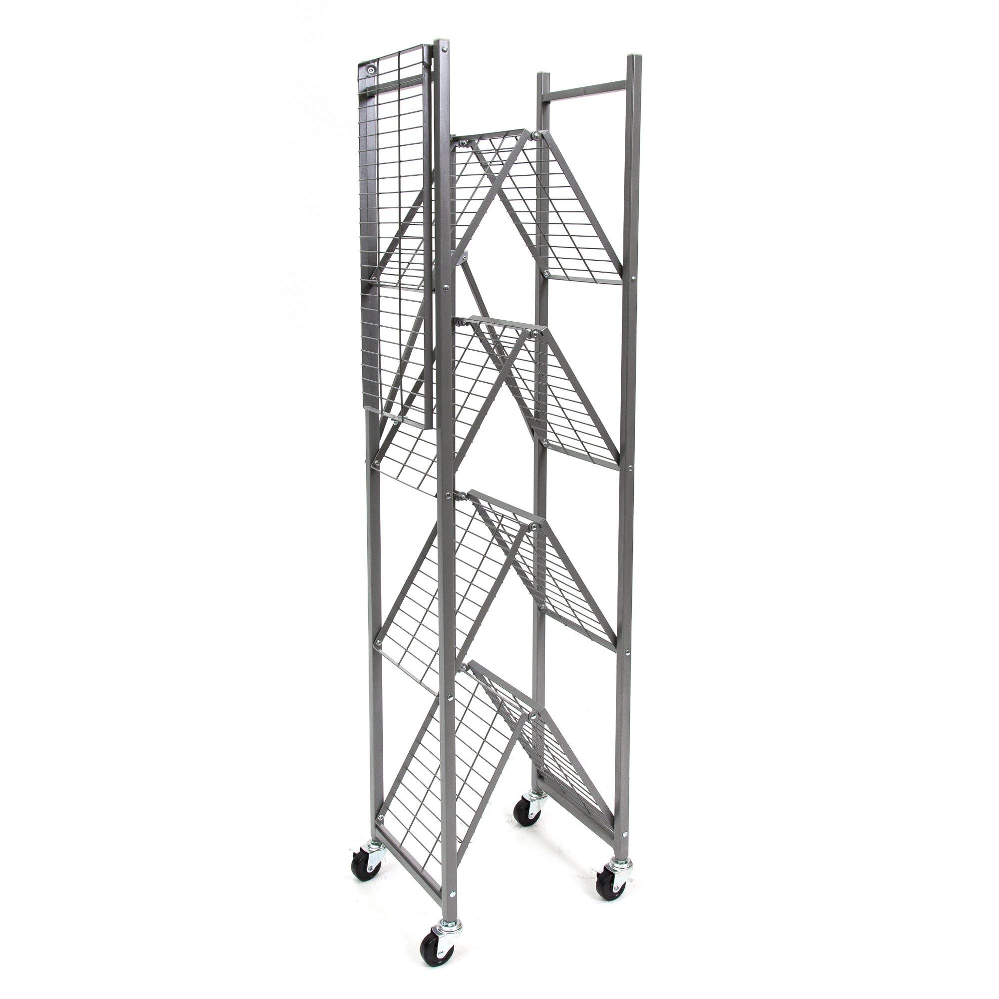 Origami 5Shelf Slim Pantry Wire Shelves with Wheels Kitchen Pantry Wire Shelving with 4