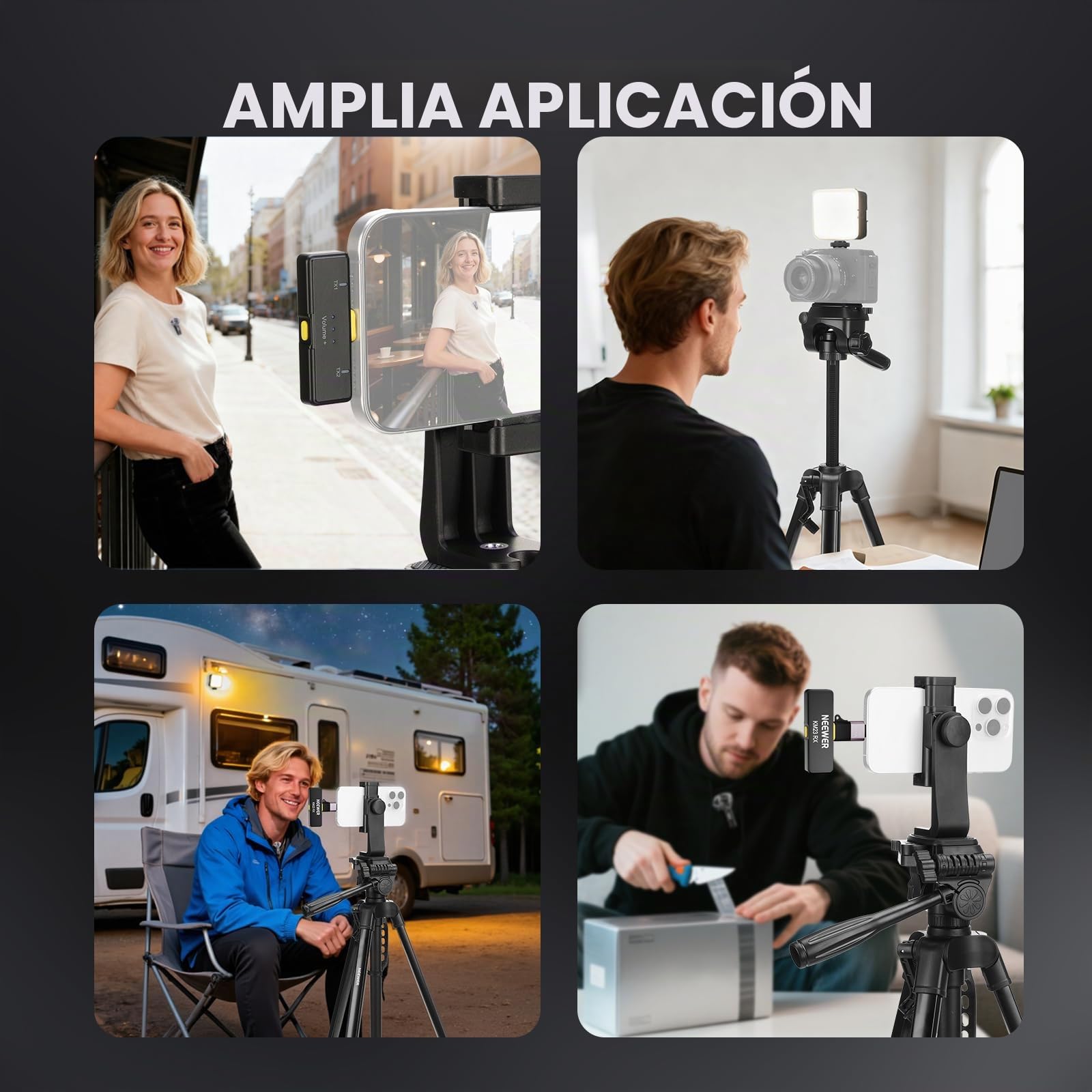 NEEWER BÁSICO PA056 Vlogging Kit para iPhone Android Phone para Youtube TikTok Streaming Cine Grabación, Trípode + Micrófono + Luz LED Relleno, Esenciales para Iniciar la Creación Contenido Youtuber