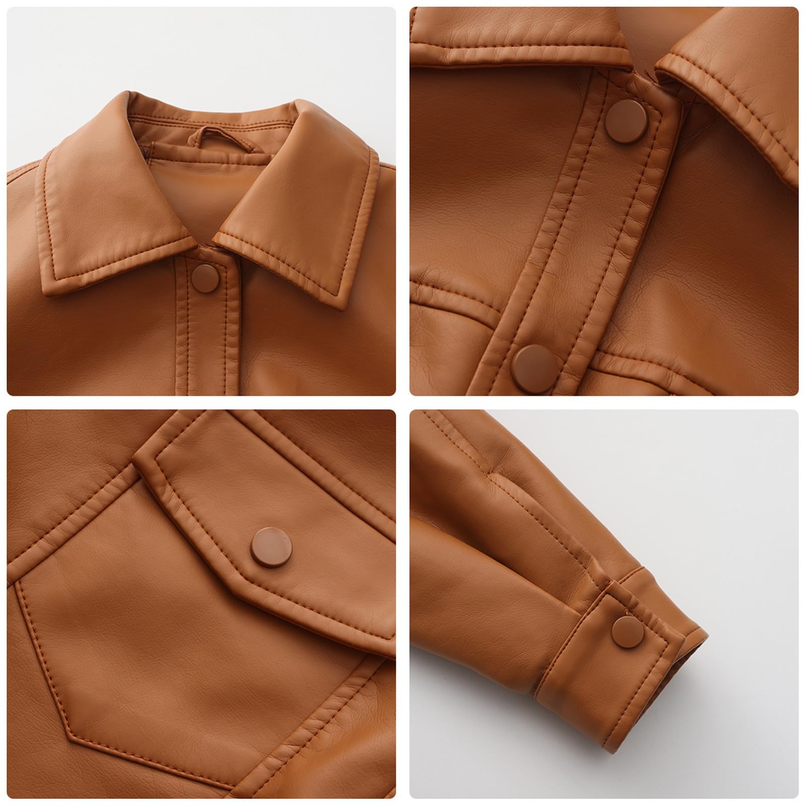 Giacca Ecopelle Donna in Pelle Giubbino Primavera Bomber Corta Curvy Giacchino Leggero Jacket Elegante Leggera Giubbotto Giacchetto Biker Finta Primaverile