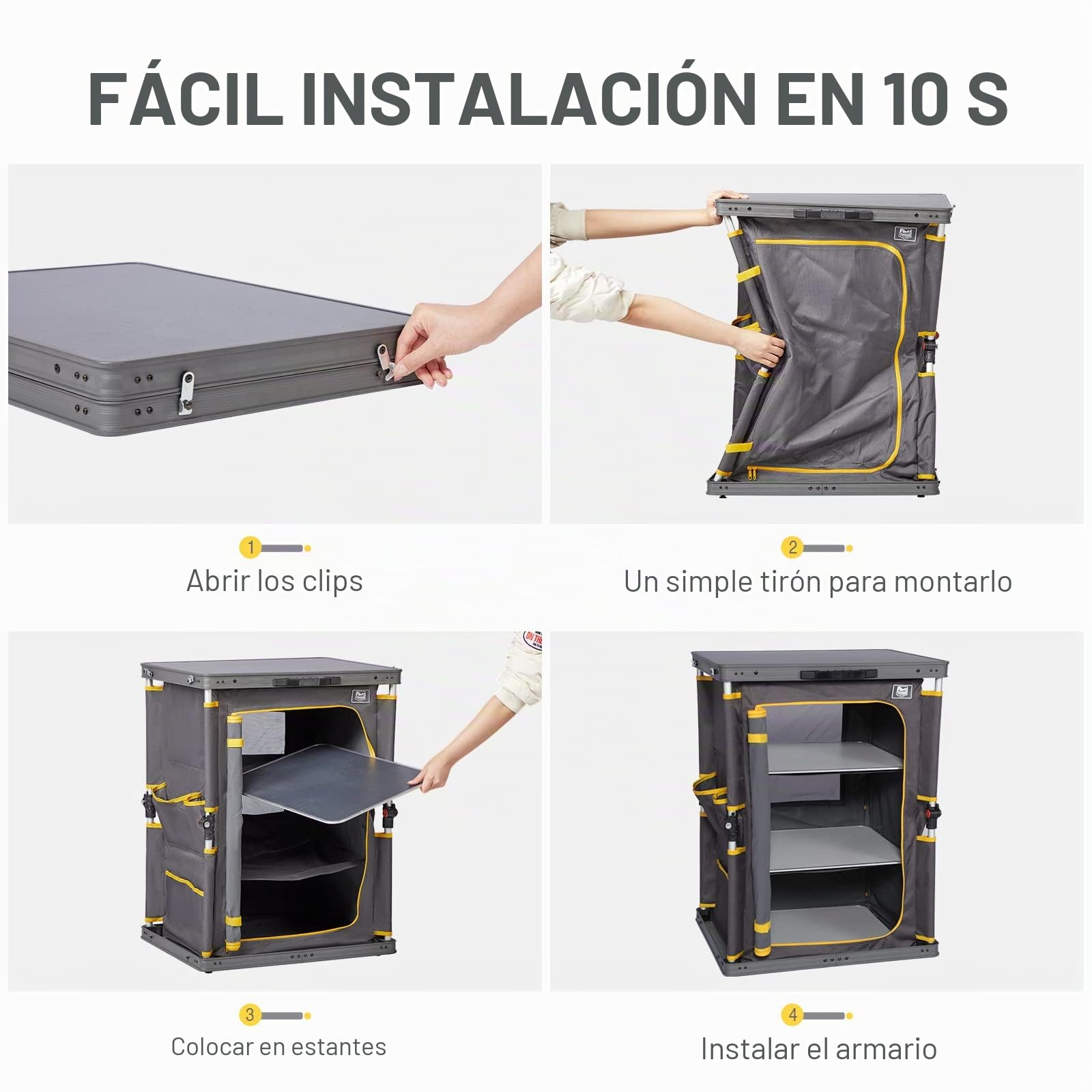Timber Ridge Armario de Cocina Plegable Compacto para Camping, jardín, Compartimentos de Almacenamiento con Bolsillos Laterales