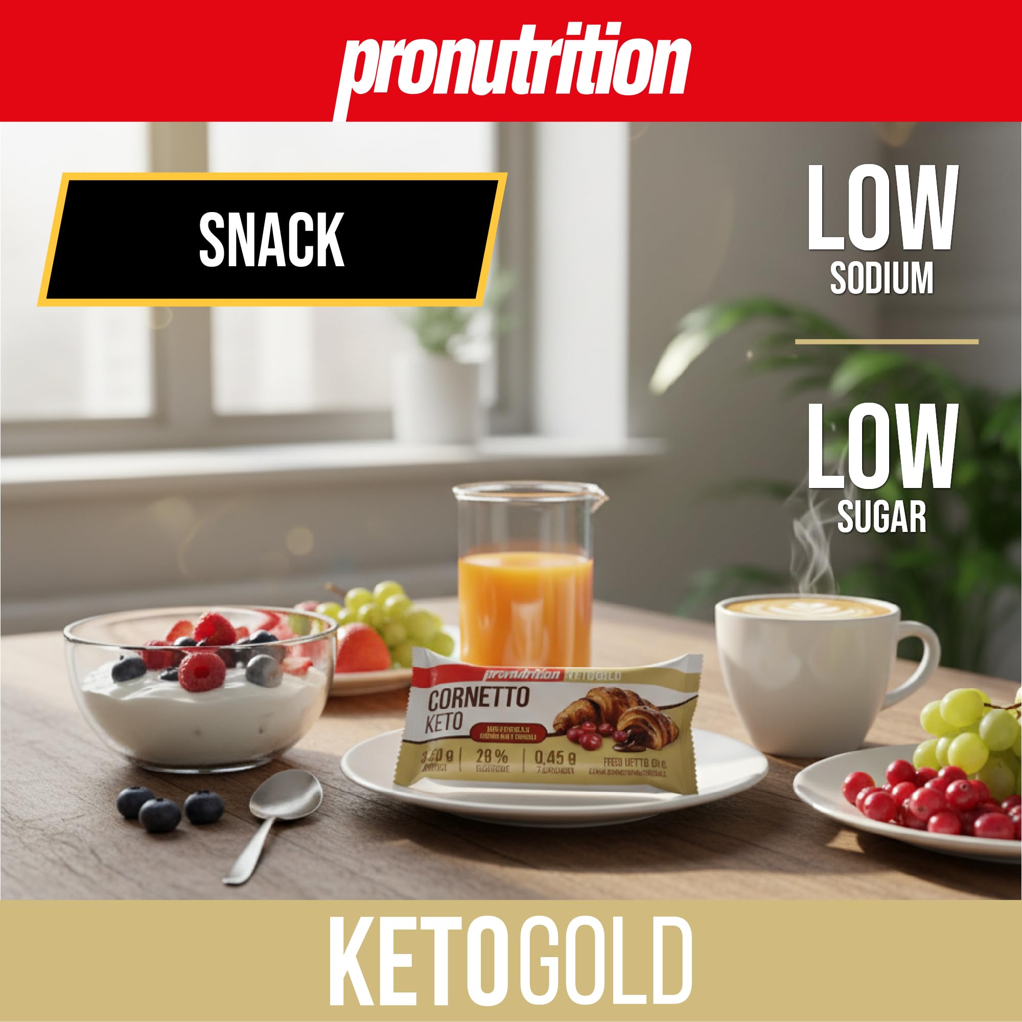 ProNutrition Cornetto keto multicereali (50 gr, Cioccolato e mirtilli) – Brioche keto sfogliata senza zuccheri aggiunti con 3,50 gr di carboidrati – Ideale per colazione o spuntini – Made in Italy
