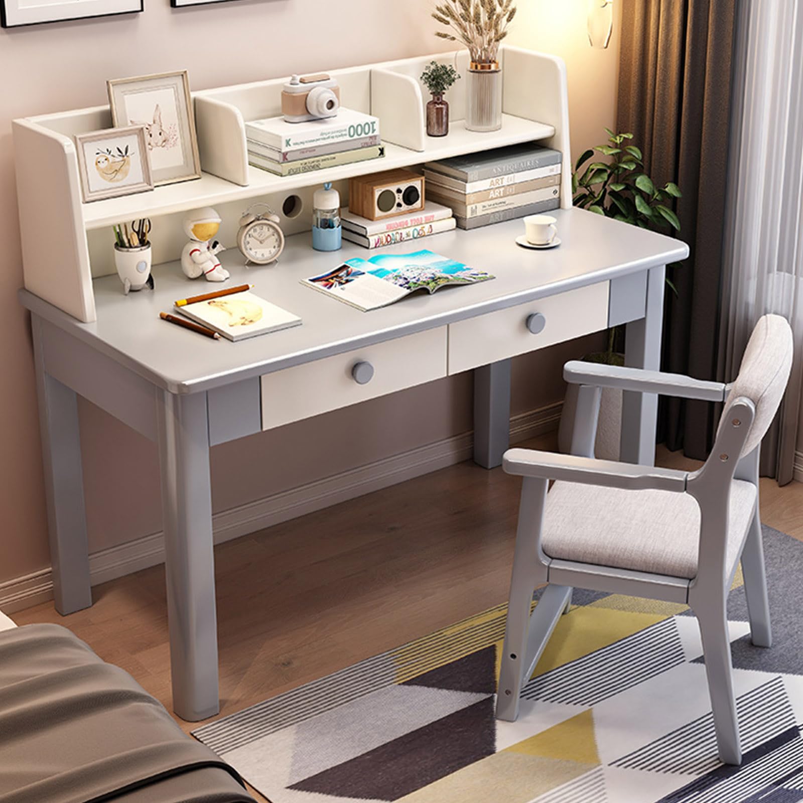 Amazon.co.jp: 木製 勉強机 学習机 デスク 引き出し付き 幅広天板 作業