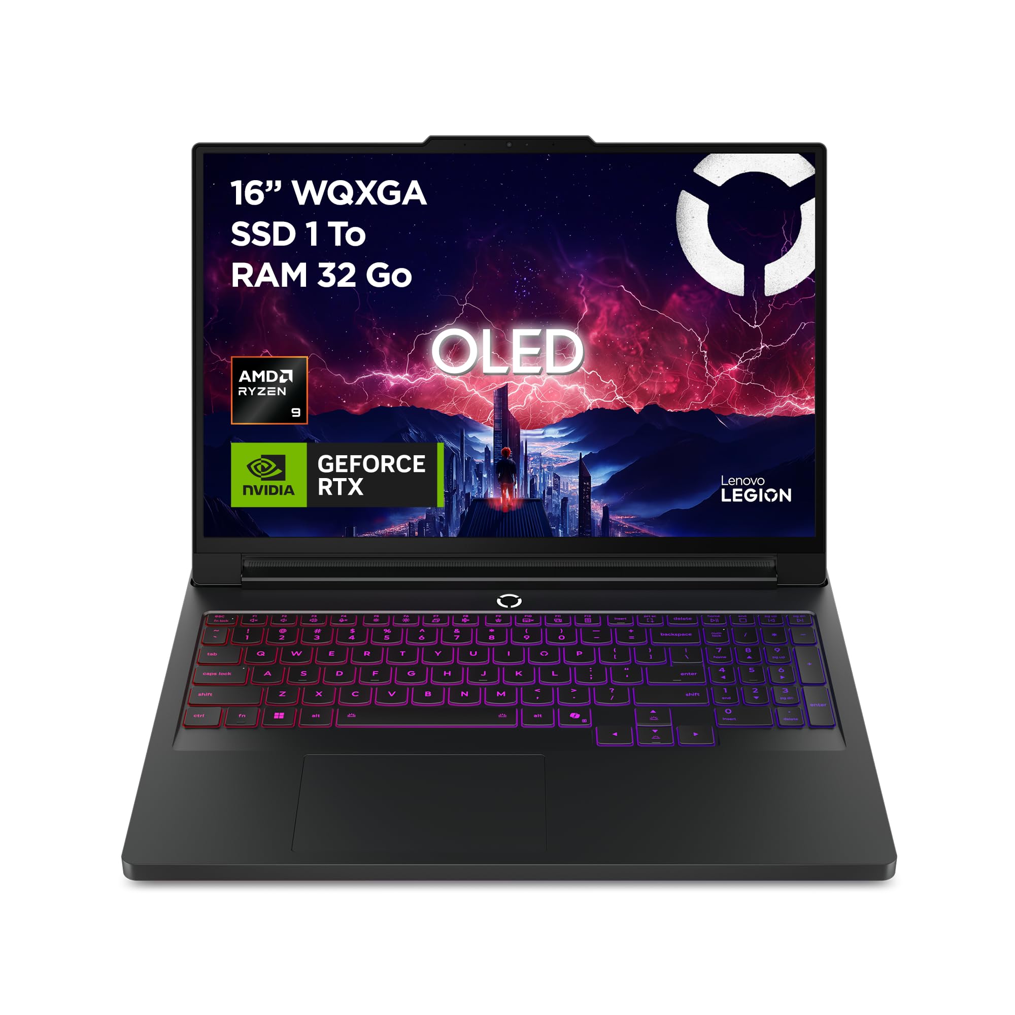Lenovo Legion Pro 7 16AFR10H - Ordinateur Portable Gaming 16'' OLED 240Hz (AMD Ryzen 9 9955HX, RAM 32Go, SSD 1To, NVIDIA RTX 5070 Ti 12GB, Windows 11) Clavier rétroéclairé RGB AZERTY Français - Noir