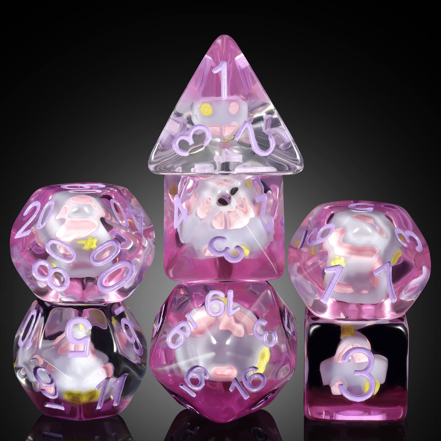 Purple Car Dice Set D&D, DNDND Resin 7 DND Die with Velvet Pouch for Dungeons and Dragons D&D Rolling Games and Tabletop GamesCar)
