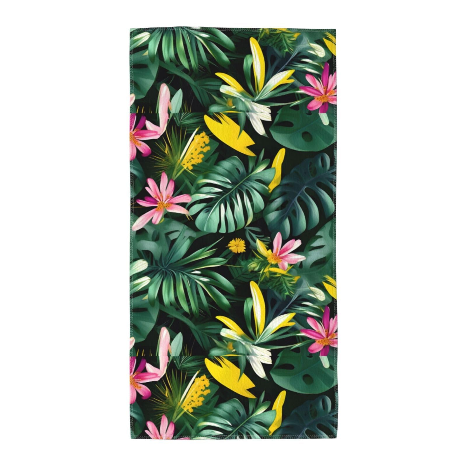 Cbaaghh Tropical Leaves With Flowers Print Towel, Towels Thick Face Towels Fast Drying Washcloth For Bath, Spa, Gym