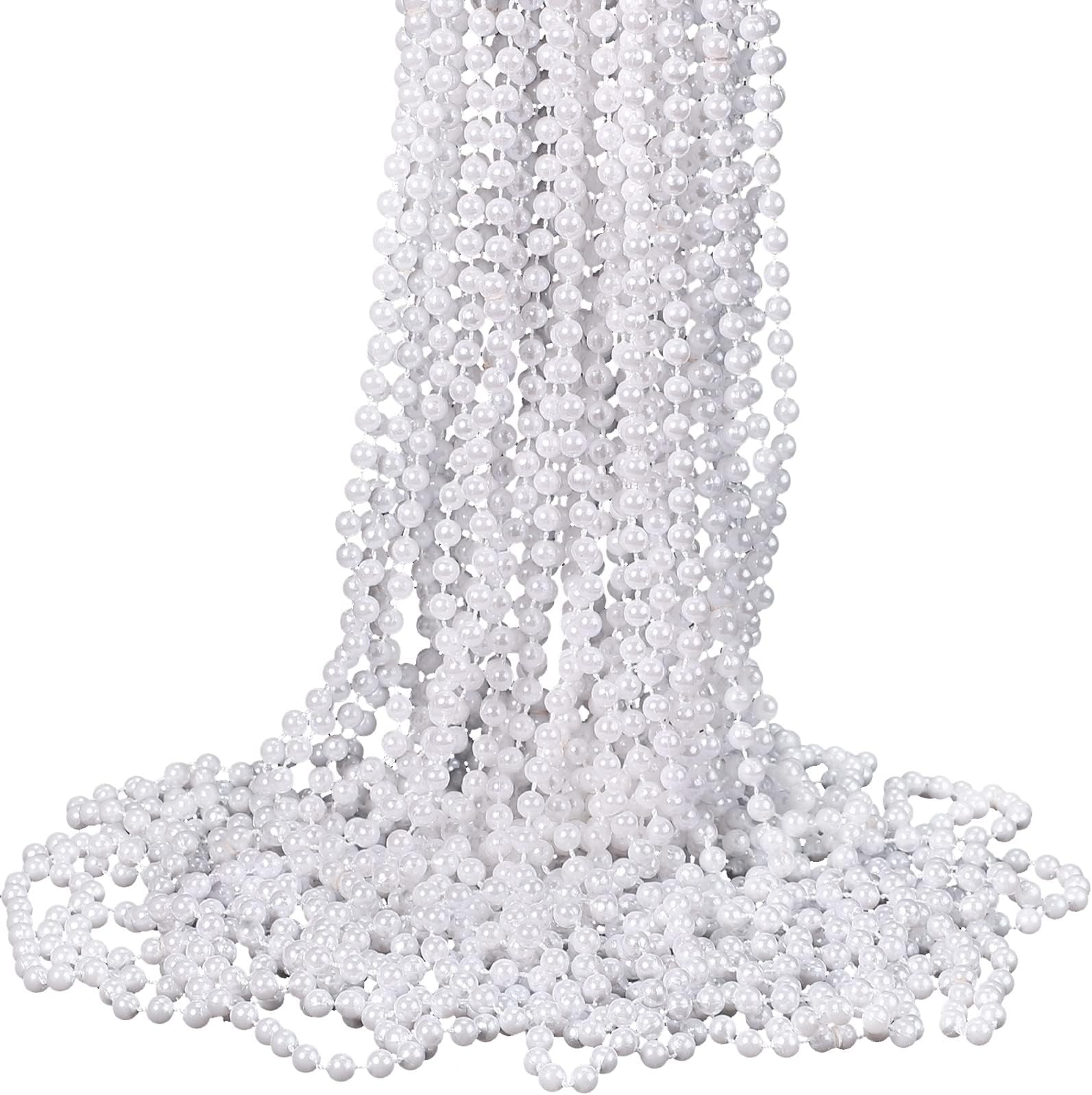 36 Pack Long Pearl Necklace Bulk Costume Jewelry for Women - 1920s White Faux Pearl Beaded Strand Layered Necklace Accessories for Christmas Wedding Bridal Shower Tea Birthday Decor
