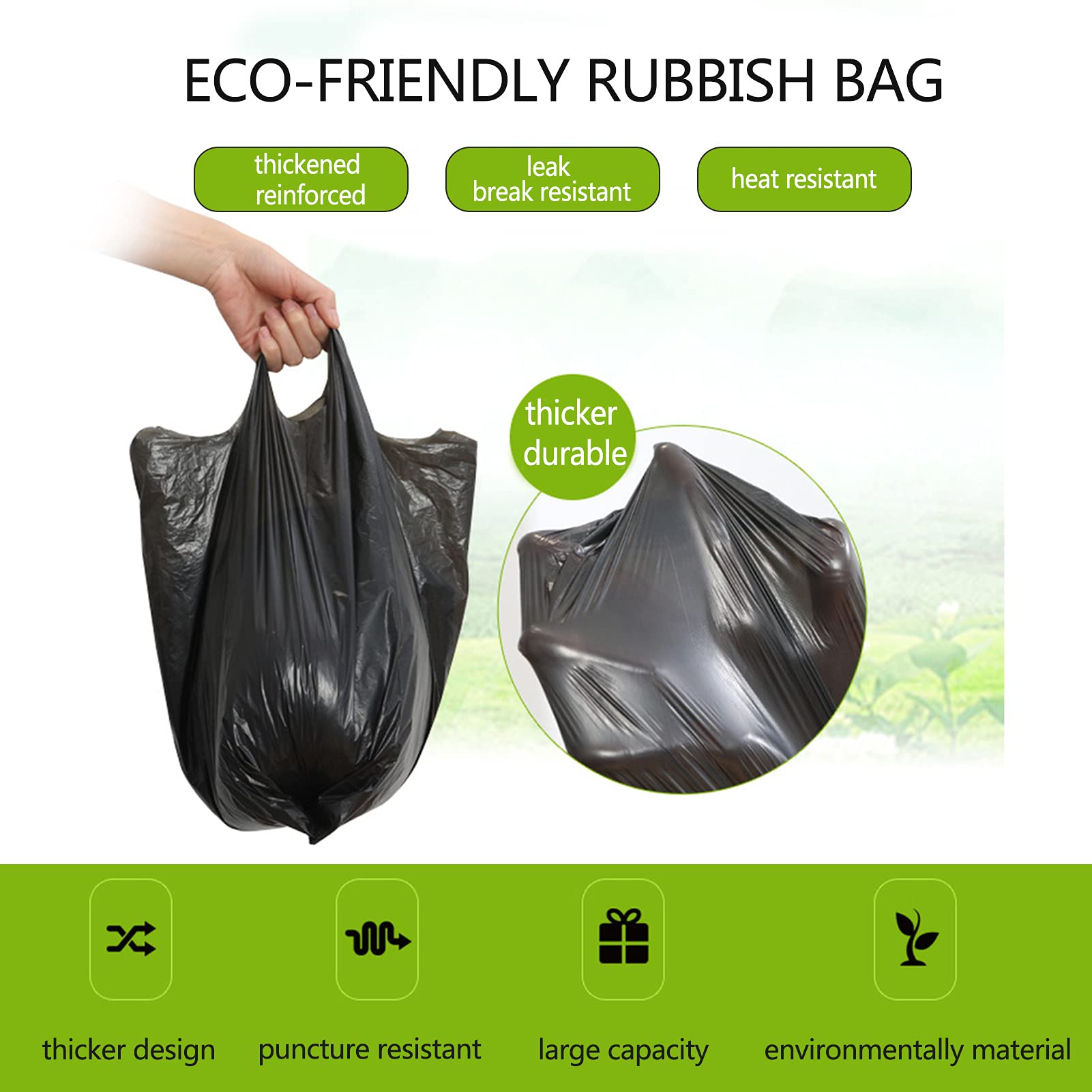Sacchetti Per Immondizia 100 Sacchi Di Plastica Durevole Pesante Dovere Sacchetti Di Spazzatura Spessa Rifiuti Sacchi Per Casa Ufficio Giardino (55 * 80cm)