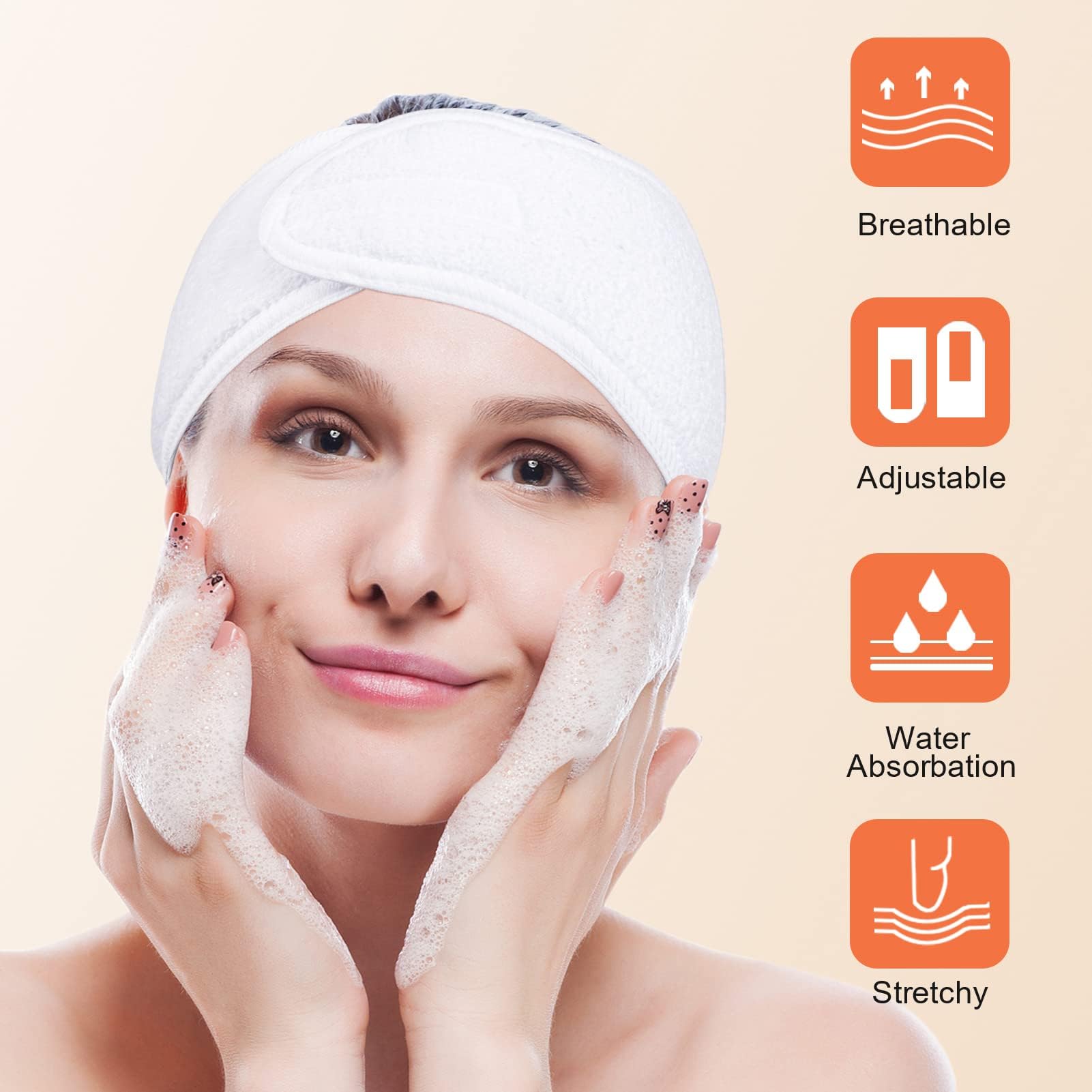 Acessórios De Beleza Diadema Facial De Spa Para Maquillaje Y Lavado De La Cara, De Microfibra, Elástica, Cómoda Para El Cuidado De La Piel, Máscara De Ducha, Banda Gruesa Para El Cabello