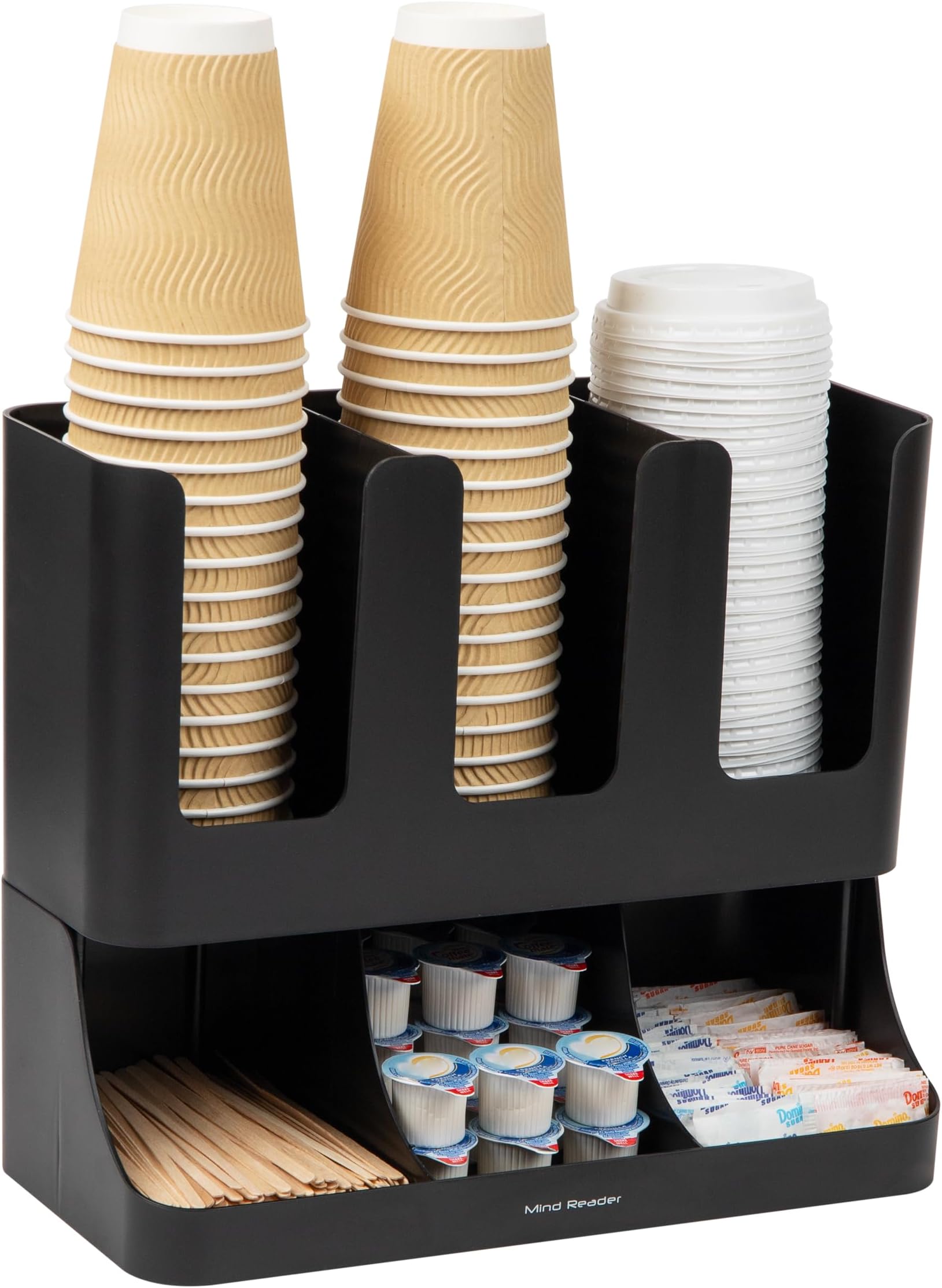 Mind Reader 'Flume' 6 Compartment Condiment & Cups Organizer 13.5 x 4.30 x 12 UPRIGHT6Black