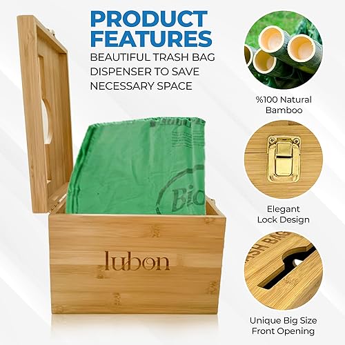 Miniatura 3 de LUBON Dispensador de bolsas de basura extra grande, dispensador de bolsas de basura, dispensador de bolsas de basura de cocina, dispensador de