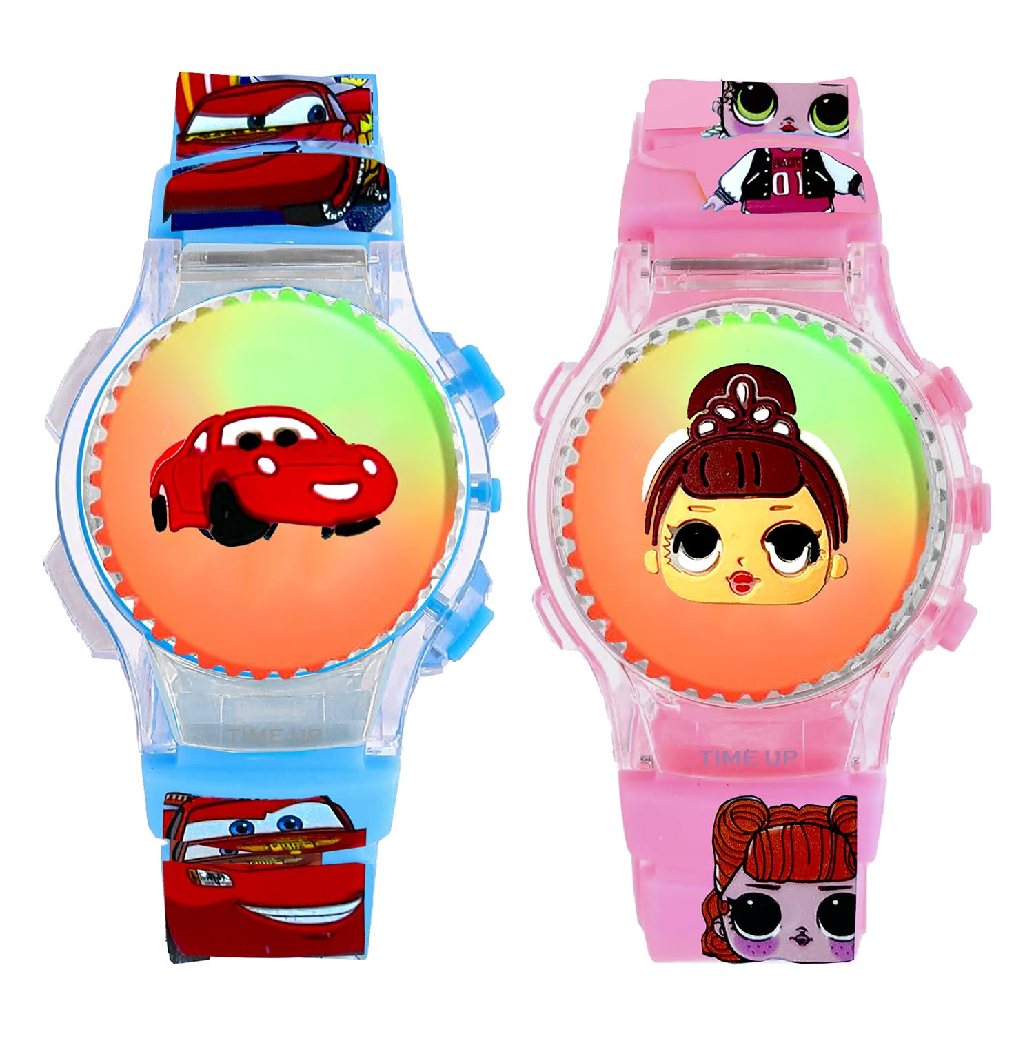 Time Up Digital Dial 2 Toy Watch Combo Cartoon Printed with Multicolor Light Kids Watches for Boys & Girls (Age:3-10 Years)-RC256-CR-50X (SkyBlue-Pink) (B0CYTFTMQ3) Amazon Price History, Amazon Price Tracker