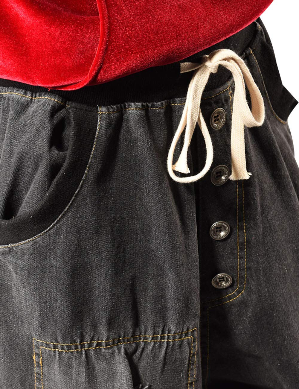 Youlee Donna Vita Elastica Pantaloni Harem Jeans di Cotone