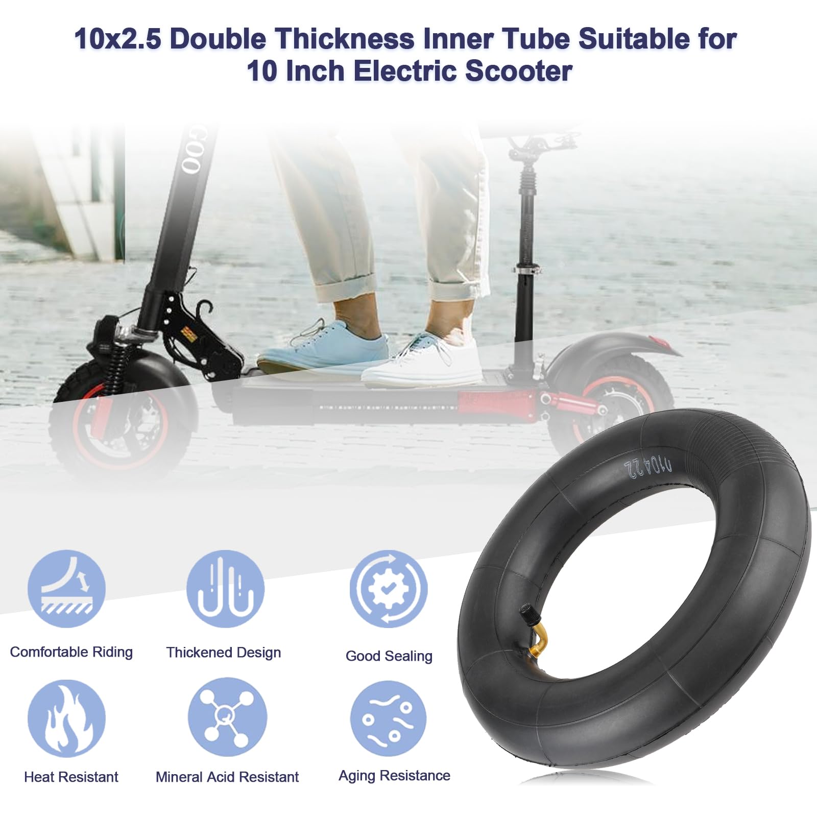 TREFAN 10x2,5 Camera d'Aria Ispessita per KuKirin G3,G3 PRO,G2,G2 Pro,G2 Master,G2 Max, Speedual Zero 10X/VSETT/Speedway 5/Dualtron 3 Monopattino Elettrico, Pneumatico di Ricambio Resistente all'Usura