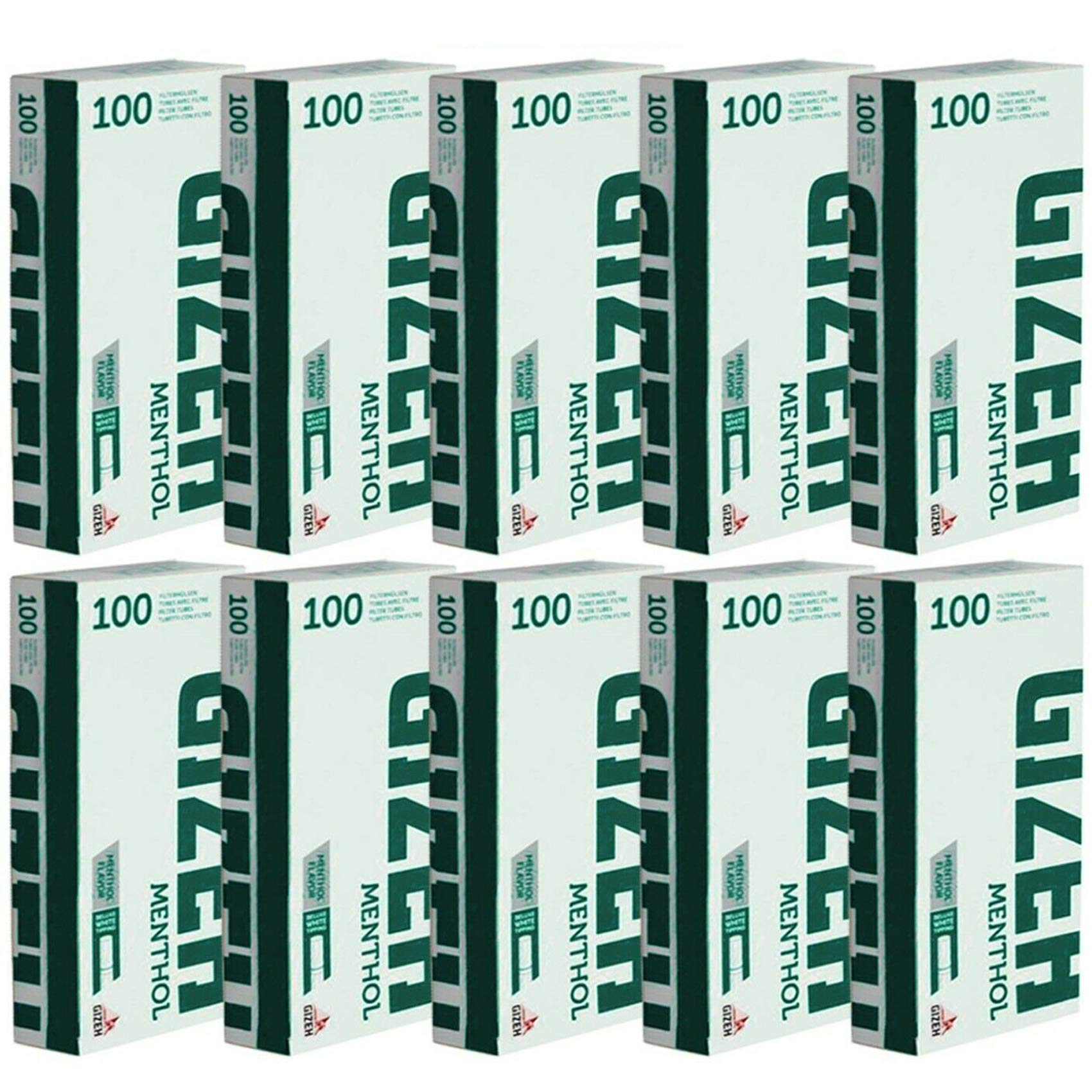 GIZEH Filter MENTHOL Smoking Paper TUBES Cigarette Tobacco White Tips UK (1000 x GIZEH MENTHOL WHITE TUBES)
