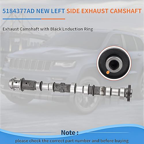 Miniatura 6 de 5184377AG Árbol de levas de escape lateral izquierdo para modelos JeepDodgeChryslerRam 3.6L V6 2011-2021 Sustituye 5184377AD 05184377AH 5184377AE