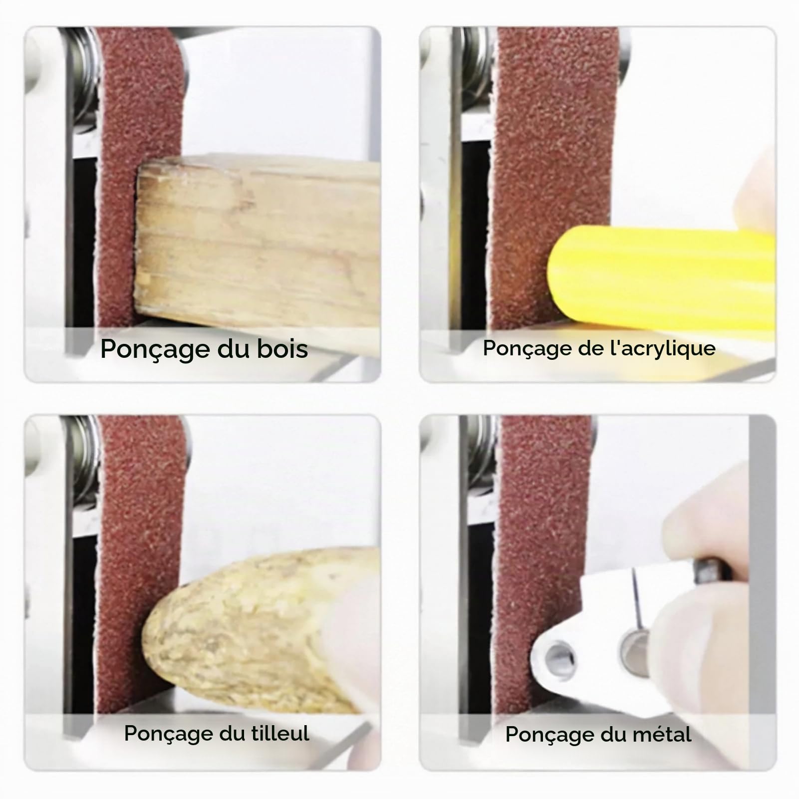 Ponceuse d'Établi Électrique - Meuleuse et Polisseuse à Bande Réglable 4500-9000r/min - Affûteuse de Bords (EU)