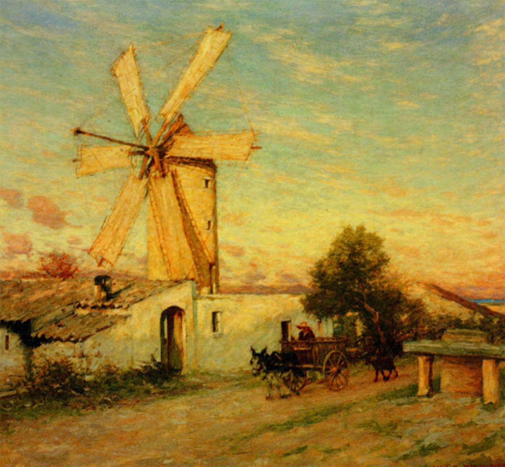SERENDIPITP Retro Picture Poster Wall Art Pictures Painting Moonrise in Spain by Henry Herbert La Thangue Wall Art Canvas Print for Wall Decor 60x90cm