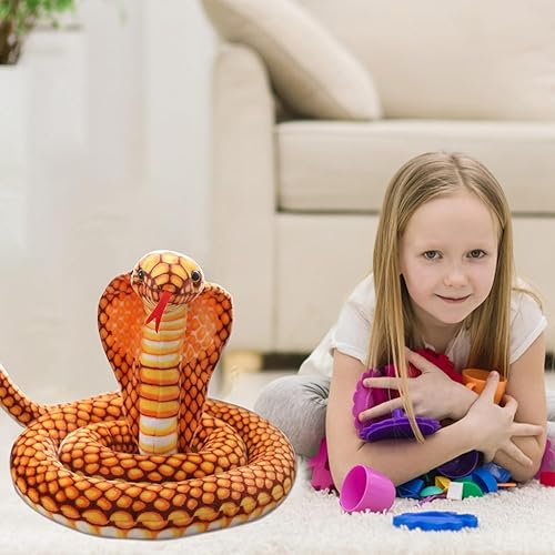 Miniatura 4 de Animales de peluche de serpiente, de 70 pulgadas, grandes de serpiente cobra, regalos de juguete de peluche de serpiente realista, animales de