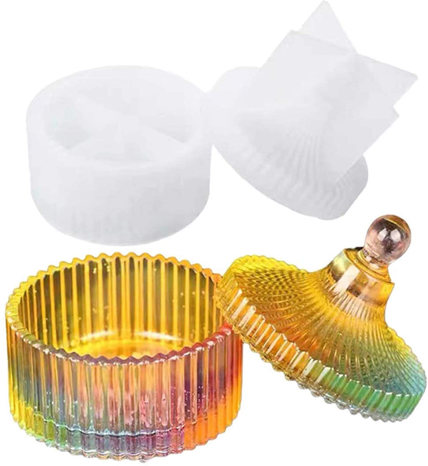KASTWAVE Resin Molds for Casting Jewelry, Mold Storage Box, Silicone Epoxy, Resin Mold Jar Round Trinket Case Flower Pot Crafts, DIY Home Deco, Jewelry Case Making Casting Accessories.
