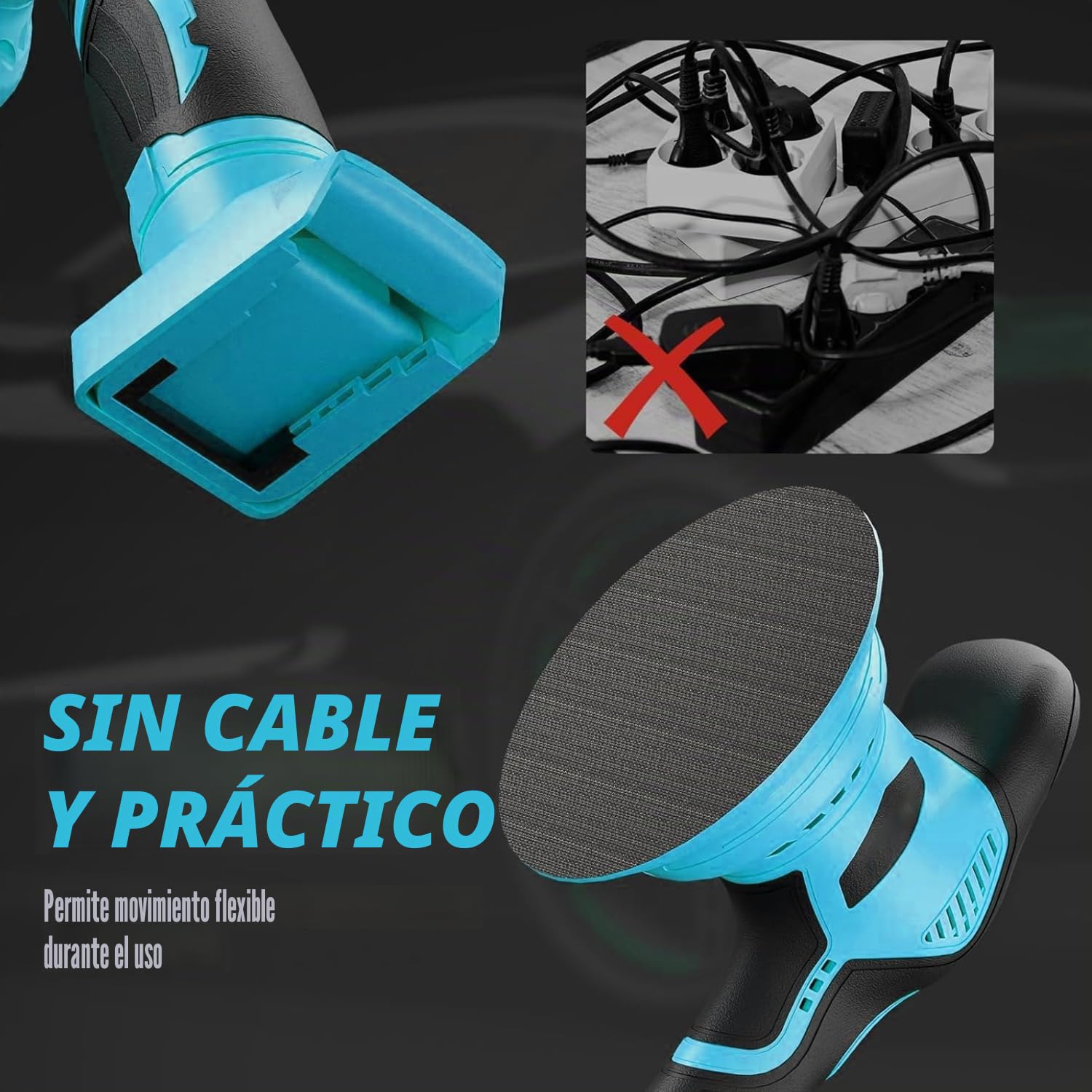 HERZO Pulidor de batería de 150mm, amortiguador y pulidor de coche, 6 velocidades variables, juego de pulido automático, 2 baterías de 21 V 1,5 Ah, pulidor inalámbrico para el cuidado del automóvil
