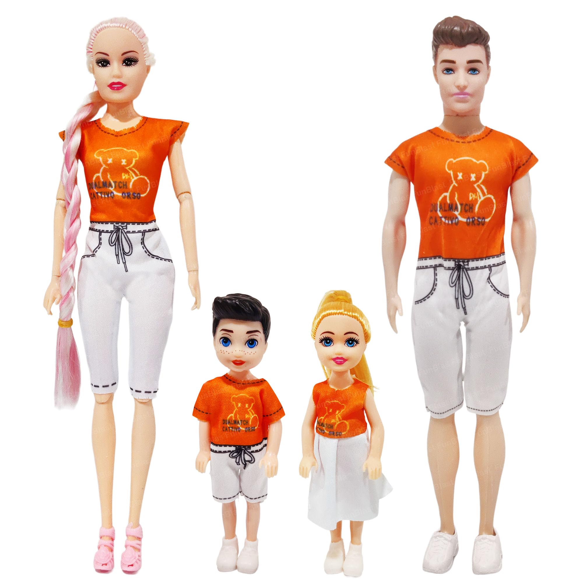 FunBlast Cute Family Dolls – 4 Realistic No. 1 Family Doll Set, Pretend Play Toys for 3+ Years Kids, Birthday Gifts for Girls (Dress Color May Vary)-image-22
