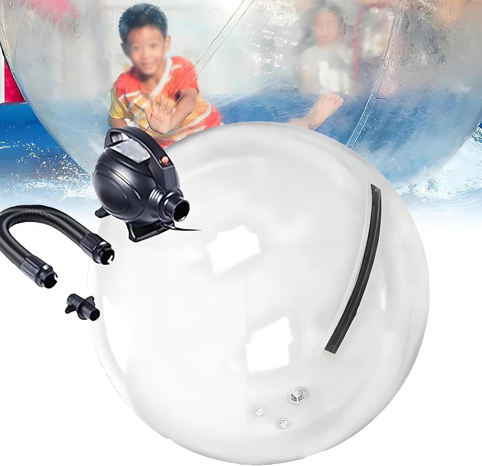 1.5/1.8/2/2.5M Inflatable Water Walking Ball with Electric Air Pump,PVC Water Ball,Inflatable Zorb ball zipper,for Beaches, Commercial Play Equipment 2m-Transparent