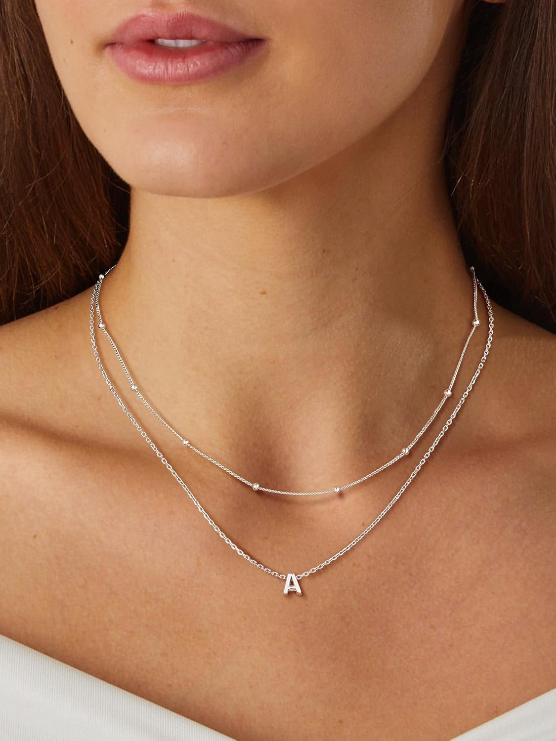 PROSILVER S925 Sterling Silver Necklace for Women Layered Initial Pendant Necklaces Women's Dainty Silver Chain Trendy Charm Necklace Letter A-Z - Image 6