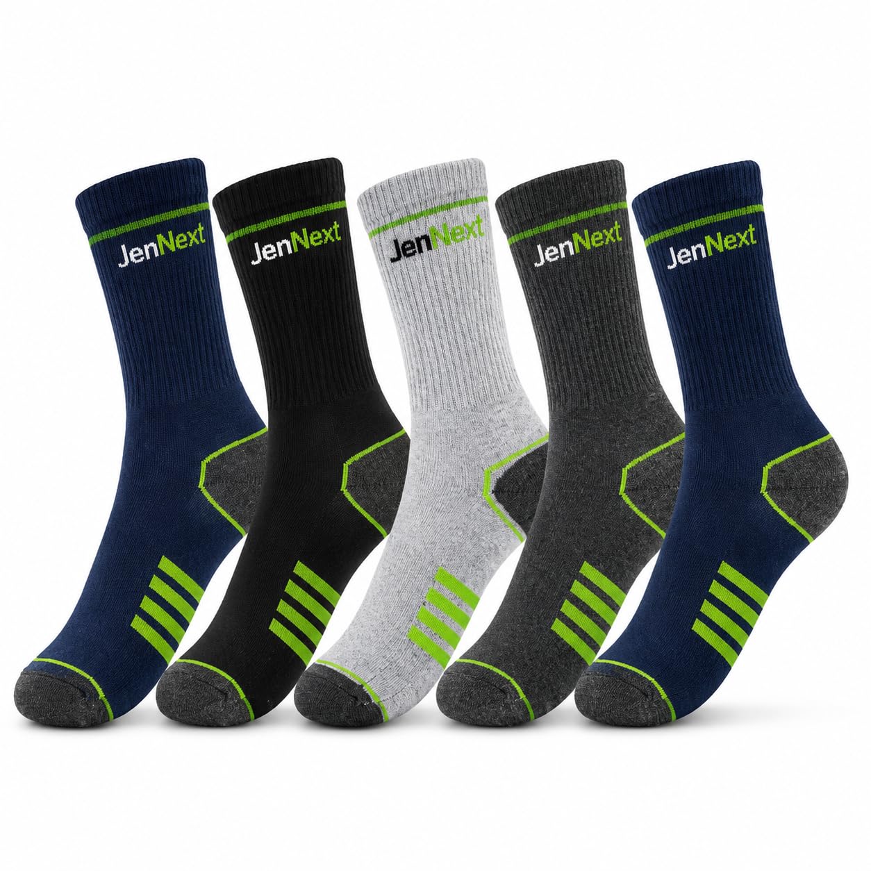JenNext Premium Terry Cotton Crew Socks for Men | Cushioned Sports & Daily Wear | Breathable | Arch Support | Size Free | Multi Colors-image-29