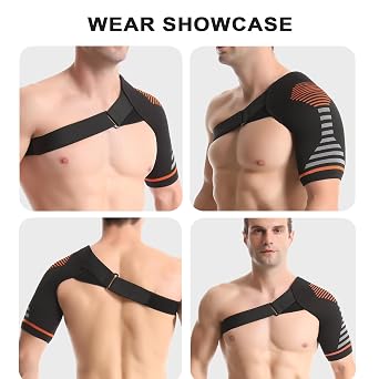 Jorun Shoulder Support Brace for Men & Women Adjustable,Orange (S/M)