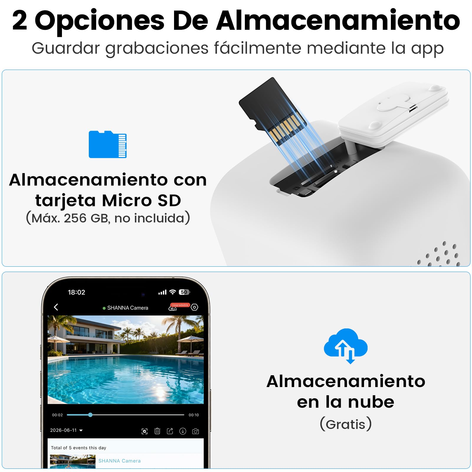 Camara Vigilancia WiFi Exterior Bateria 5200mAh-Almacenamiento en la Nube Gratuito, Montaje Magnético Camara Vigilancia Exterior 5GHz&2,4GHz WiFi,Detección de Movimiento,Visión Nocturna Color IA, IP66