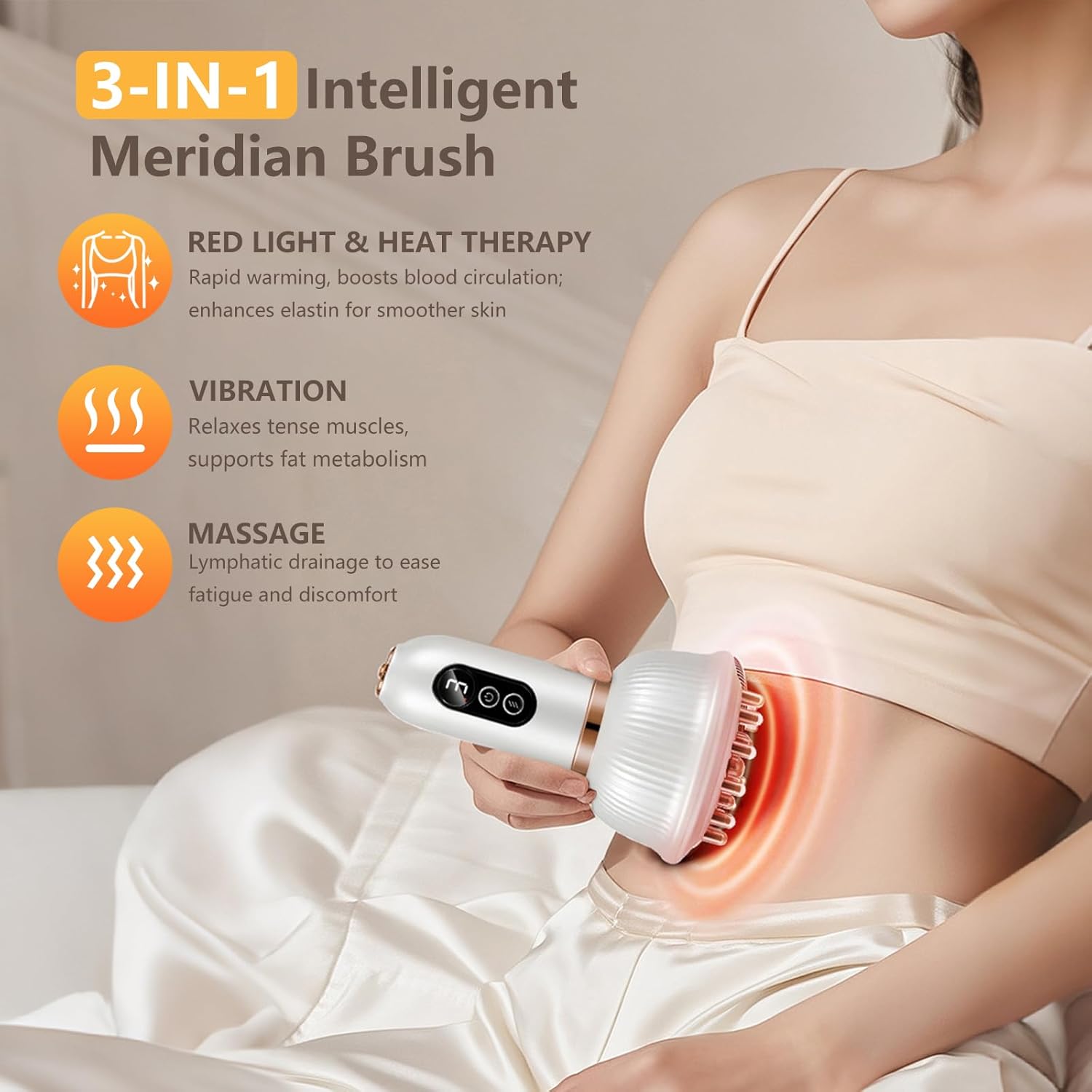Lymphatic Drainage Massager - Electric Anti Cellulite Massage Tool, Sculpt Machine & Fascia Blaster for Muscle Relief & Skin Tightening, Cordless Rechargeable Portable for Home/Commute