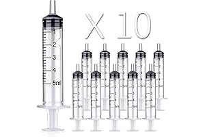 5ml Syringes for Liquids: Pack of 10 Individually Sealed Plastic Syringes
