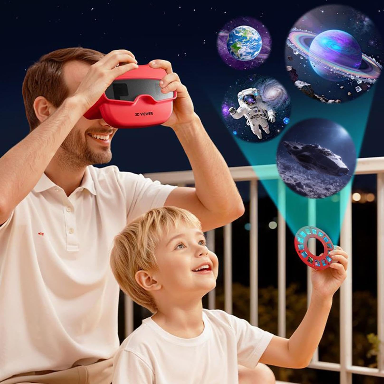 3D View Finder Spielzeug, Retro Slide Lernspielzeug, Fernglas für Kinder mit 3D-Bildern von Land, Meer & Tieren, Tierspielzeug Geschenk für Jungen & Mädchen, Portabble Story Projektionsgerät für