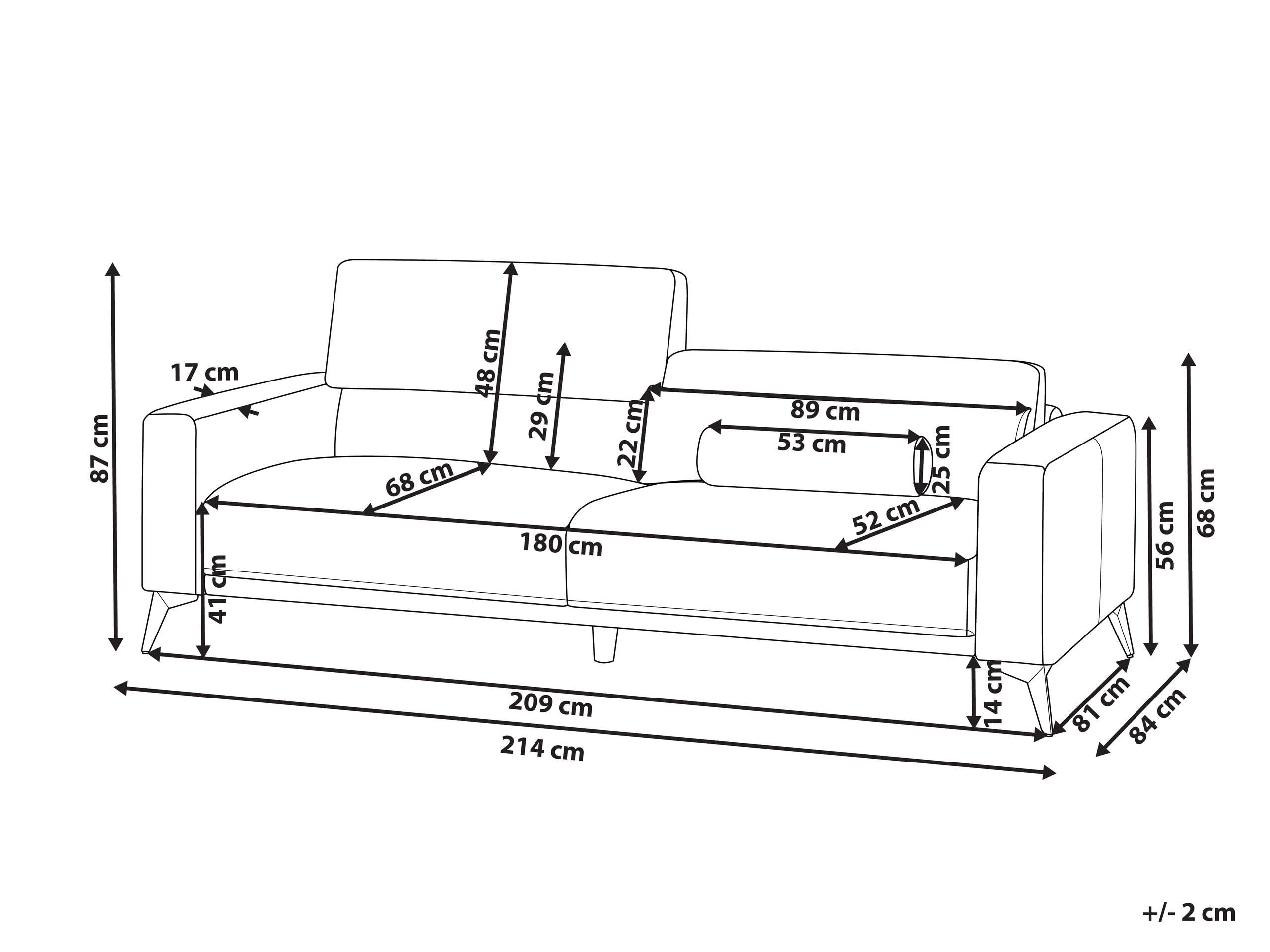 Beliani Sofa Bouclé Stoff Creme weiß 3-Sitzer gepolstert verstellbare Rückenlehne Ange