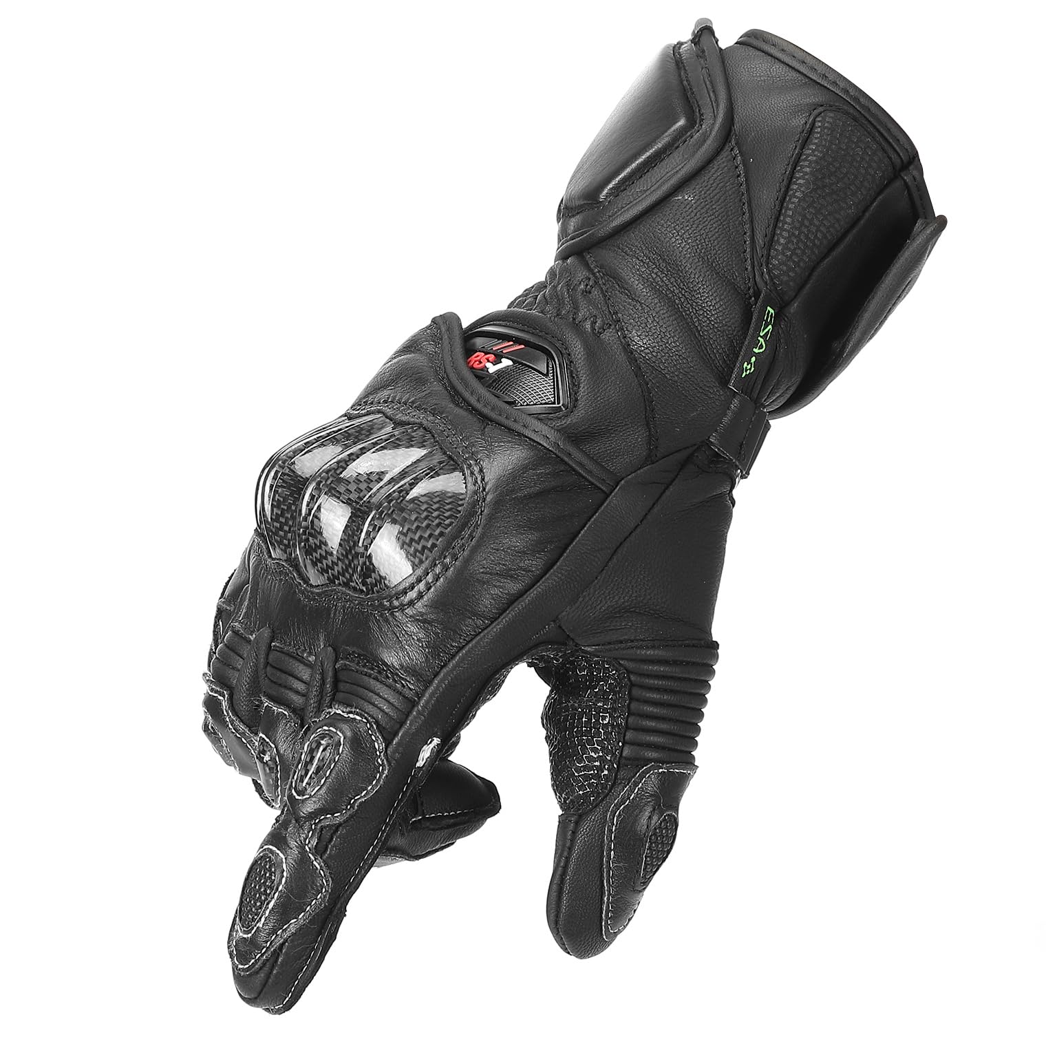 KEMIMOTO Guanti Moto in Pelle, Guanti da Gara per Uomo e Donna con Touchscreen e Protezione in Fibra di Carbonio, Ideali per Gare Professionali di Motocicletta e Bicicletta