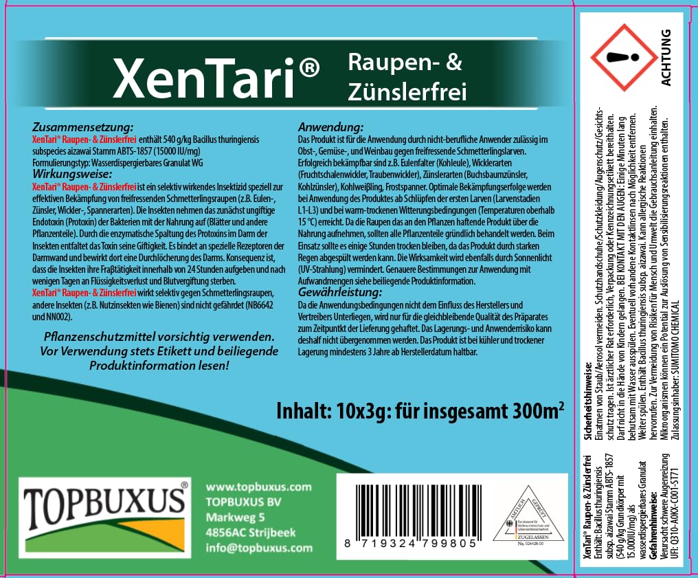TOPBUXUS XenTari - 30gr - Gegen den Buchsbaumzünsler - Biologisch - Sicher für Bienen und Vögel. (3)