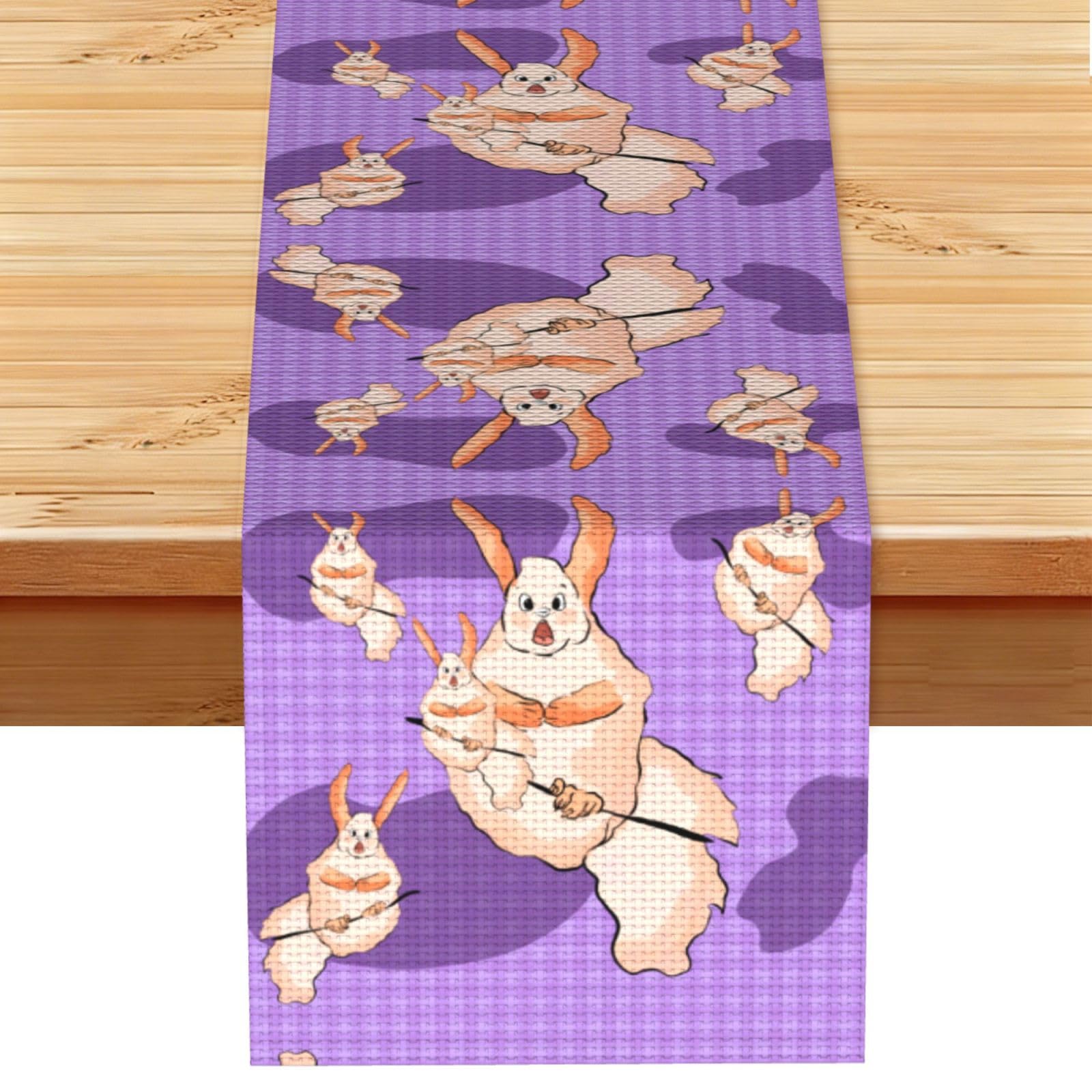 Wacky Bunny Linen Feel Table Runner Wedding Party Home Decoration